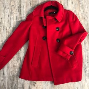 Zara Red Peacoat XS